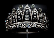 Briolette-cut diamonds dangle in the tiara of Empress Josephine Empress Josephine Tiara.jpg