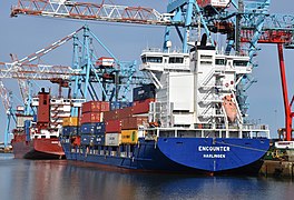 Container feeders Sara Borchard and Encounter at the Royal Seaforth Container Terminal (2021)