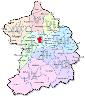 Lage von Stadtkern im Stadtbezirk I Stadtmitte/Frillendorf/Huttrop