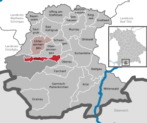 Li position de Ettal in li Subdistrict Garmisch-Partenkirchen