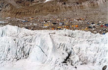 Everest Basecamp (Nepalese side) as seen from the Khumbu Icefall