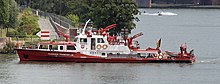 A fireboat of the fire department of Frankfurt, Germany Feuerloeschboot Frankfurt am Main.jpg