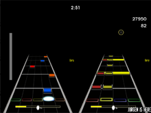 A song being played in Frets on Fire X (using the Megalight Rock Band Style Theme) Fofixmegalight.png