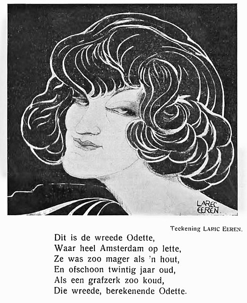 Caricature of Myrtil by the Dutch cartoonist Larec Eeren [nl], 1915