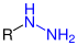 General structure of hydrazines with the hydrazino group marked in blue