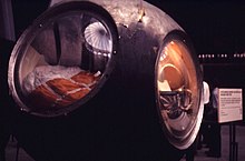 Gagarin's capsule in Moscow Cosmonautics museum.jpg