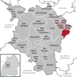 Läget för Gechingen i Landkreis Calw