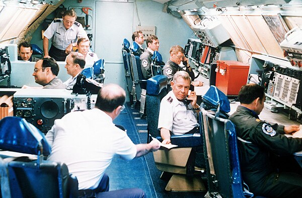 Gen. Richard Ellis, CINCSAC, in battle staff compartment, 1979