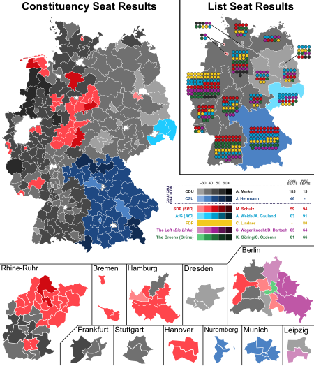 Tyske føderale valg 2017 - Resultater etter valgkrets og regionale seter. Svg