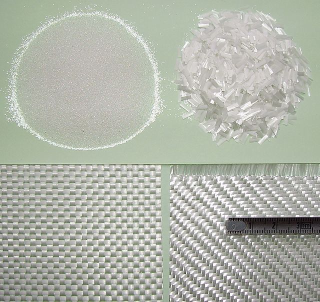 Glass reinforcements used for fiberglass are supplied in different physical forms: microspheres, chopped or woven glass cloth.