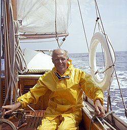 Göran Schildt Daphnen ruorissa 1970-luvun vaihteessa.