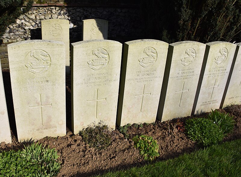 File:Graves of soldiers of Kings Liverpool Regiment in the cemetery of Hénin.jpg