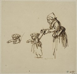 Woman Teaching a Child to Walk