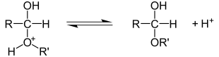 Hemiacetaldannelse, eliminering af hydrogenionen