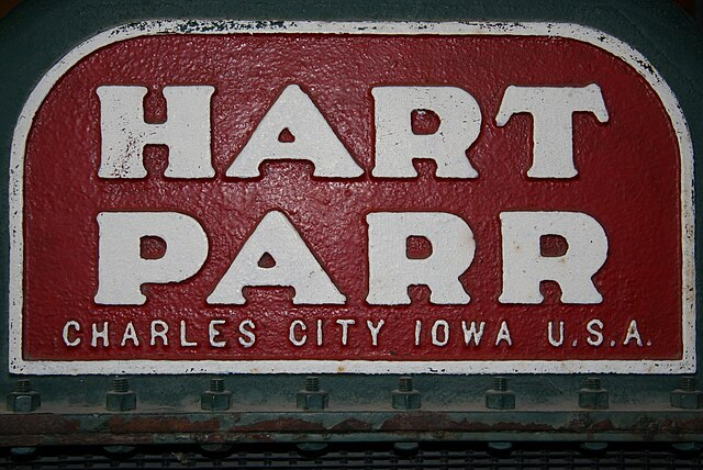 Hart-Parr Charles City nameplate on an early tractor