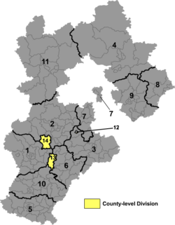 河北省中の定州市の位置（14番）