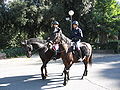 English: Policemen on horses, Piazzale dei cavalli marini, Villa Borghese, Roma, Italy