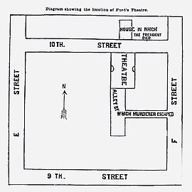 Diagram of key locations (The Terrible Tragedy at Washington, 1865)