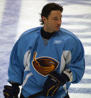 Ilya Kovalchuk was drafted by the Thrashers in 2001 and played for them until he was traded in 2010. He is the Thrashers all-time leader in games played, goals, assists, and points. Ilya Kovalchuk.jpg