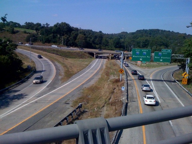 I-79 merging with I-70 in Washington, Pennsylvania