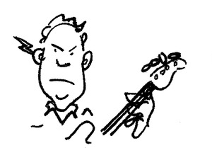 Barrett's caricature of bassist Jimmy Earl,
drawn on the set of Jimmy Kimmel Live! JIMMY EARL CARICATURE.tif