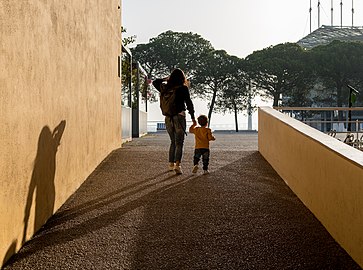 Jules and Gabriel at Parque das Nações, Lisbon, Portugal