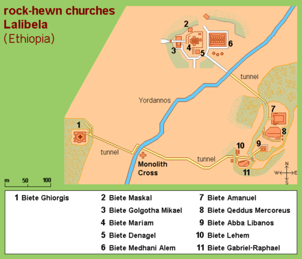 Map of Lalibela churches