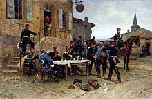 Painting of French spy captured during the Franco-Prussian War L'espion - Alphonse de Neuville - 1880.jpg