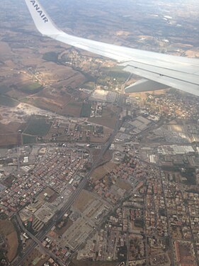 Land ground view from airplane