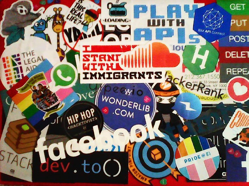 File:Laptop covered in stickers.jpg