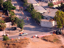 Lebanese army checkpoint on the entry to the Qubbe military base: LAF Northern Command, taken from Jabal Mohsen, 2011 Lebanese Army checkpoint.jpg