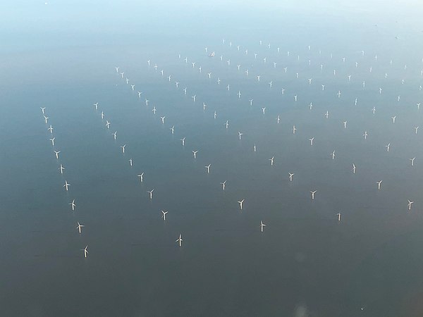 Wind farms in the estuary, in this case the London Array.