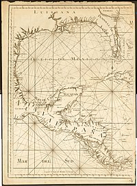 Lopez & Cruz Cano Mapa Maritima del Golfo de Mexico e Islas de la America 1755 UTA (left).jpg