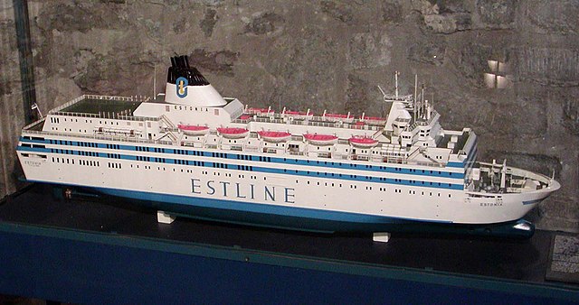 Modell av M/S Estonia i Tallinns marinmuseum.