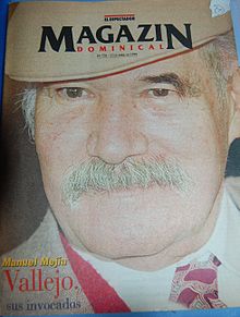 A more recent copy of Colombia's popular Sunday Magazine of El Espectador, in which Moreno published her first story, El Muneco, in 1969. Magazin de El espectador 1998 abril sobre Manuel Mejia Vallejo.jpg