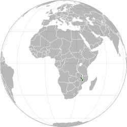 Malavi'nin (koyu yeşil) güneydoğu Afrika'daki konumu