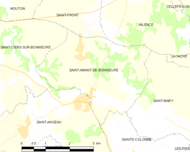 Mapa obce Saint-Amant-de-Bonnieure