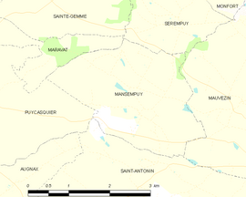 Mapa obce Mansempuy