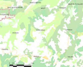 Mapa obce Ferrussac