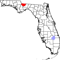 Locatie van Gadsden County in Florida