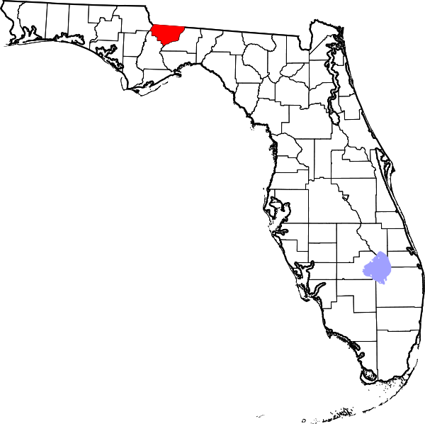 Map of Florida highlighting Gadsden County