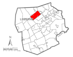 Map of Luzerne County highlighting Lehman Township
