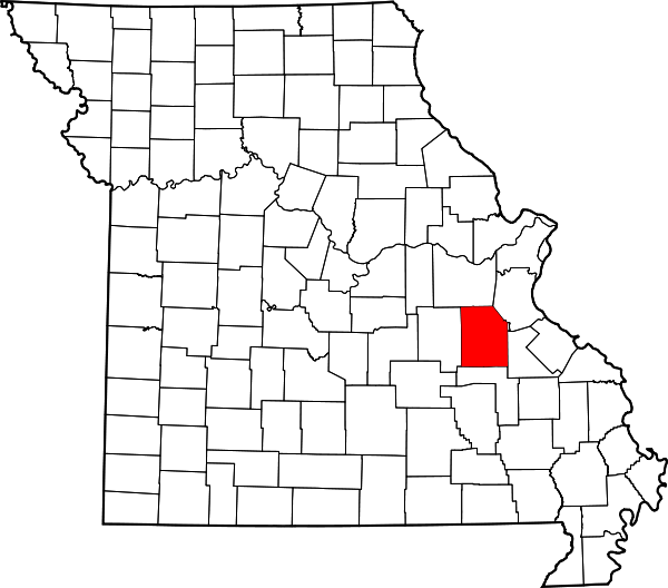 Map of Missouri highlighting Washington County