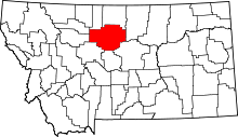 Harta e Chouteau County në Montana