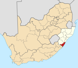 Map of South Africa with Ugu highlighted (2011).svg