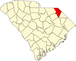 Mapa de Carolina del Sur destacando el condado de Marlboro