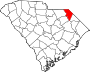 Harta statului South Carolina indicând comitatul Marlboro
