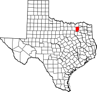 Mapo de Teksaso kun Hunt emfazita
