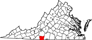 Map of Virginia highlighting Henry County