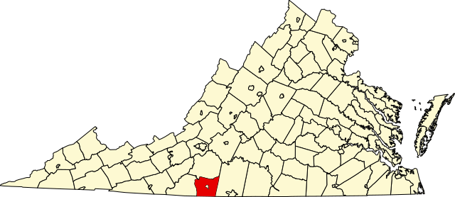 Map of Virginia highlighting Henry County